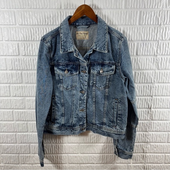 Free People We The Free Rumors Denim Jacket NWT Light Indigo Large - Picture 4 of 7